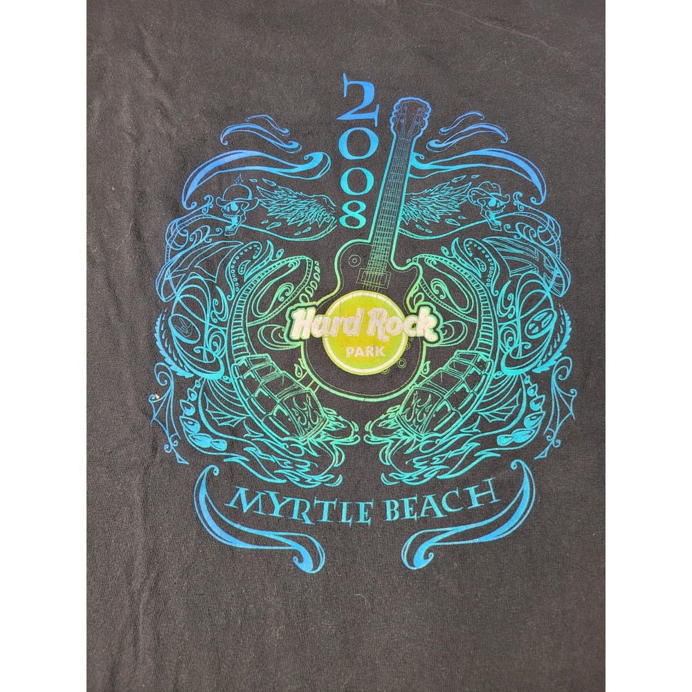 Hard Rock Park T Shirt‎ Mens XL Black 2008 Myrtle Beach Guitar Graphic Tee - Picture 9 of 10